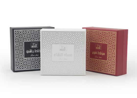 Good price Bel emballage de boîte de papier de parfum de cadeau avec l'estampillage chaud, rouge noir blanc en ligne