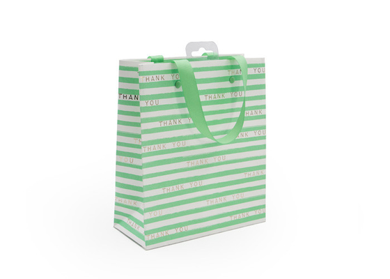 Good price Sacs en papier rayés écologiques verts avec la stratification brillante de poignées en ligne