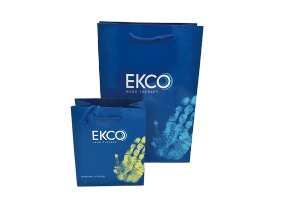 Good price sacs en papier bleus brillants personnalisés d'achats d'impression fait sur commande avec la poignée de pp en ligne