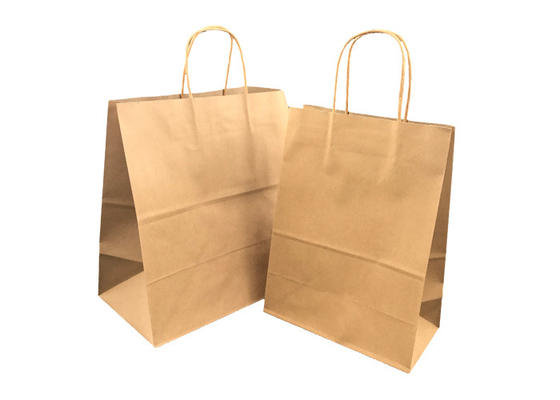 Good price Les sacs en papier réutilisés de Brown Papier d'emballage pour emportent la nourriture avec l'estampillage d'aluminium de poignées en ligne