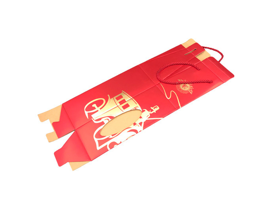 Good price La fantaisie rouge a ridé l'emballage de boîte-cadeau de vin avec le logo adapté aux besoins du client par poignées rouges en ligne