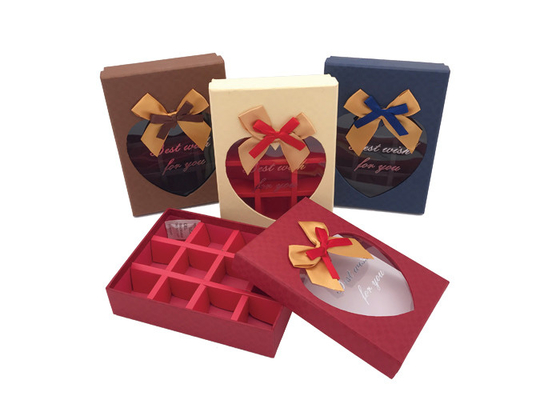 Good price Petit boîte-cadeau de fantaisie de chocolat avec les arcs de ruban et la fenêtre en forme de coeur en ligne